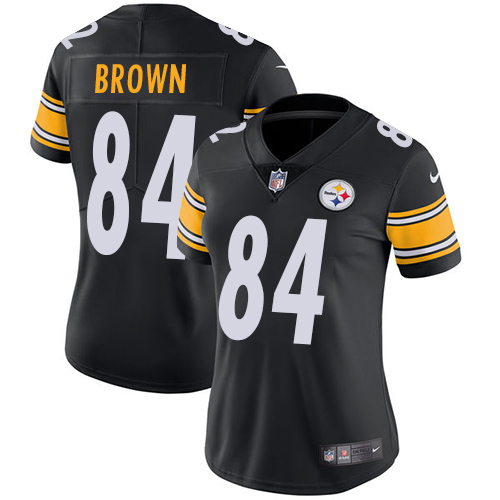Nike Steelers #84 Antonio Brown Black Team Color Women's Stitched NFL Vapor Untouchable Limited Jersey